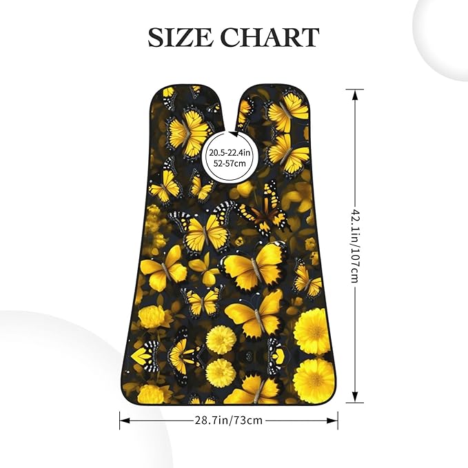 Yellow Flowers Butterflies Print Beard Bib Shaving Apron, Beard Hair Trimming Cape Gift For Dad