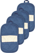 RITZ Premium Pot Holders & Heating Pads (4-Pack), 8.5" x 5.5", Heat Resistant, 100% Cotton Terry-Looped Pocket, Kitchen and Barbeque, Federal Blue