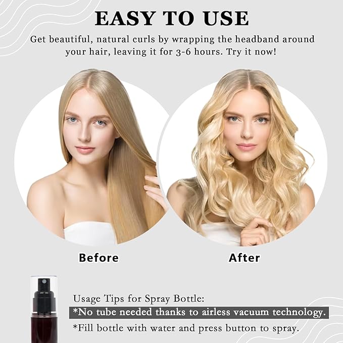 ZILAMPU No Heat Curling Rod Headband, Overnight Velour Hair Curls Roller Wrap for Women with Long Hair - Black