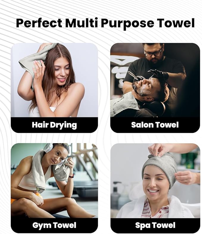 Avalon Towels Salon Towel - Silver Hand Towels Bulk Pack of 24 - 100% Cotton Absorbent Spa, Facial & Gym Towel for Working Out - 16x27 Inches (Not Bleach Proof)