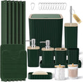 Bathroom Accessories Set - 25PC Green Bathroom Set, Bathroom Set with Shower Curtain and Rugs, Green Shower Curtain Set, Toilet Brush, Bathroom Trash Can