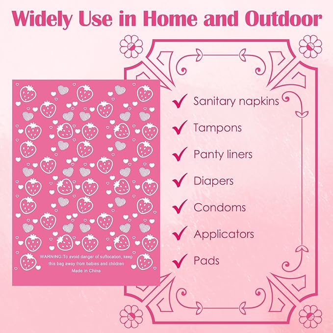 150Pcs Sanitary Napkin Disposal Bags, Luxiv Pink Disposable Sanitary Bag Personal Care Disposal for Tampons Trash Bag, Disposable Mini Bags for Women Privacy Handling Bag Diaper Sack