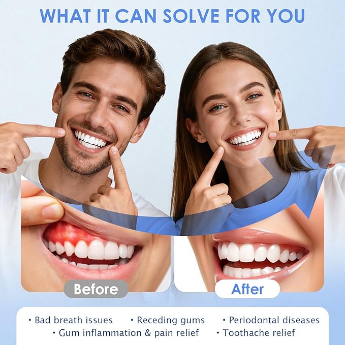 Red Light Therapy for Gums, 18 Red&Blue LED Light for Keeping Oral Health, Suitable for Toothache Relief, Bleeding Gums, Whitens Teeth- with Storage Case