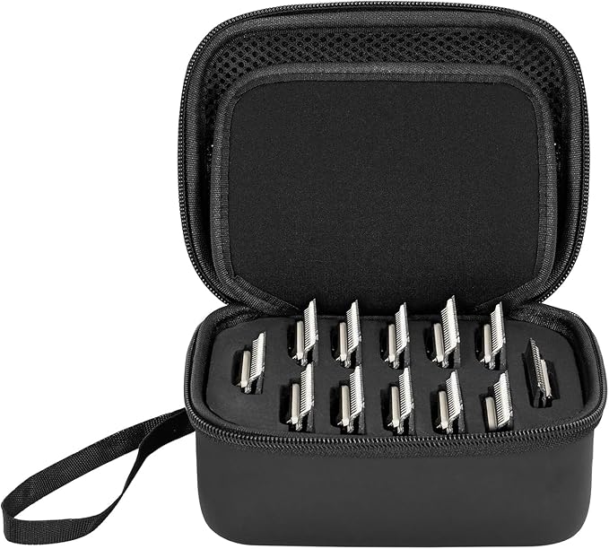 TORIBIO Hair Clipper Blade Storage Case for Barbers and Stylists, Holds 12 Metal Guards for Andis, Oster, Wahl, Babyliss Detachable Clippers