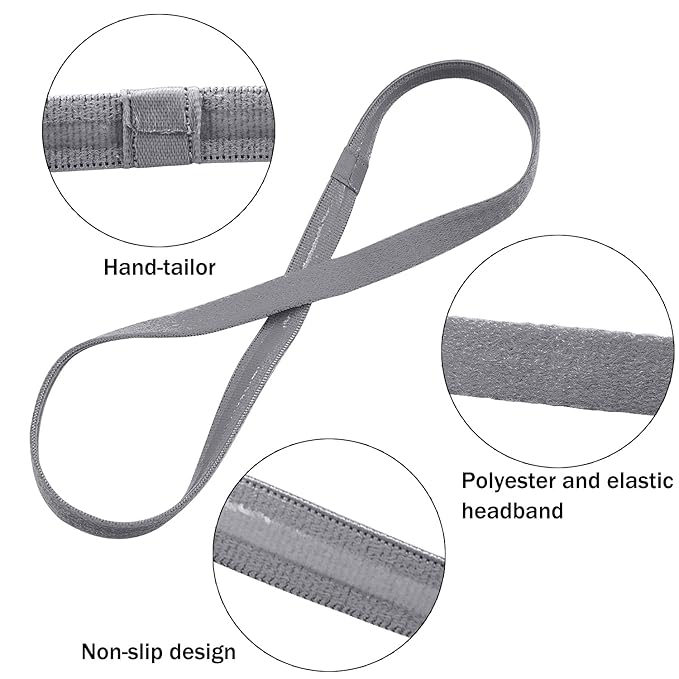 Duufin 20 Pieces Elastic Headbands Non Slip Sport Headband Thin Sweat Workout Headband Elastic Sports Headbands for Women, Men and Girls