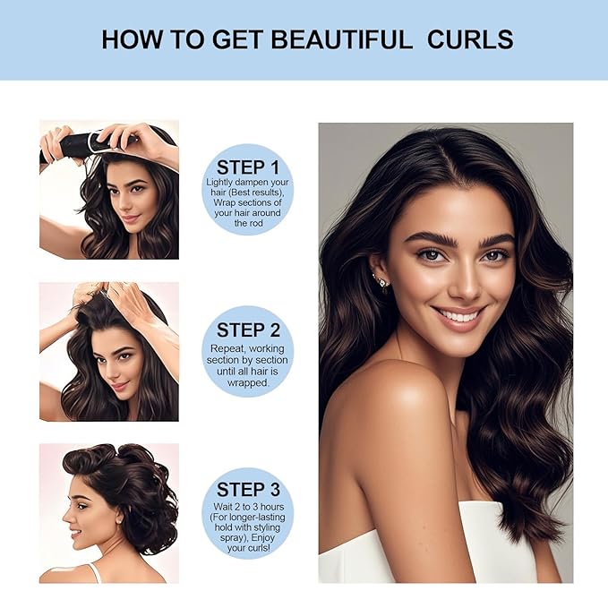 Heatless Curls Overnight Set - Jumbo Overnight Hair Curlers to Sleep In, Soft Velvet Hair Rollers for Women, No Damage Curls Styling Tools (6pcs Blue）