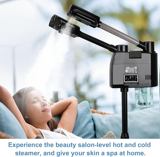 Professional Facial Steamer, 2 in 1 Facial Steamer, Esthetician Steamer with Hot&Cold Nozzle,Digital Face Steamer for Home Beauty Salon Spa