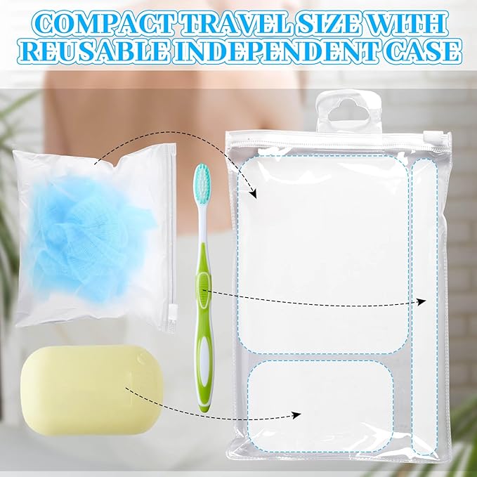 12 Pcs Travel Size Loofah Individually Wrapped, Small Shower Puff Bath Sponge Pouf Ball Bulk Mesh Bath Puff Mini Loofah Sponge with Case Bulk for Shower Care (25g,Blue)