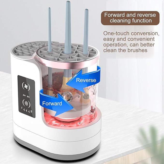Makeup Brush Cleaner 5-minute Quick Cleaning LCD Touch Control, 2-hour 5-hour Drying Time, Reverse Power Cleaning, Electric Cleaning Machine for Makeup Brushes (HZ-006)
