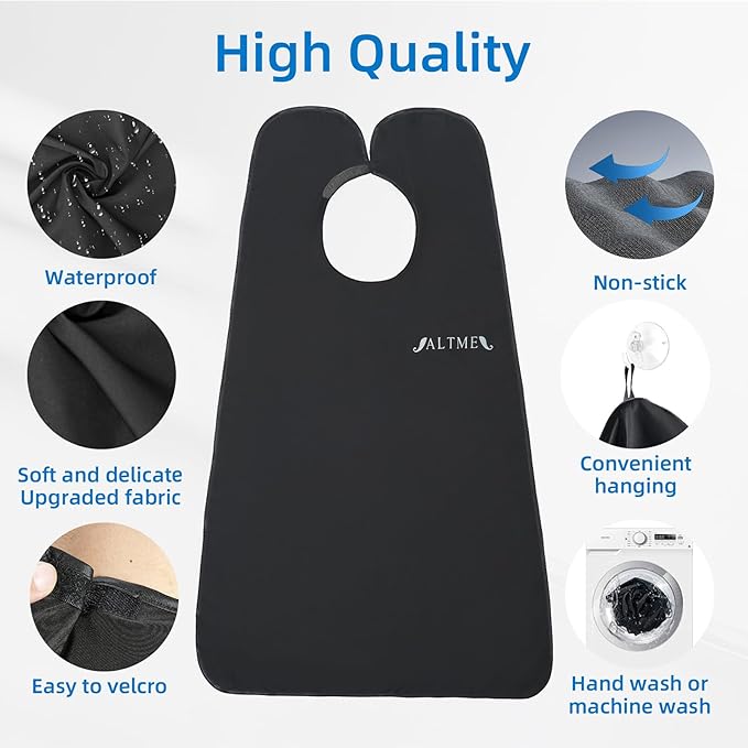 Beard Bib, Non-Stick Beard Apron, Waterproof Beard Trimming Catcher, Breathable Beard Catcher for Shaving, Premium Beard Accessories for Men, Gifts for Men Husband Boyfriend