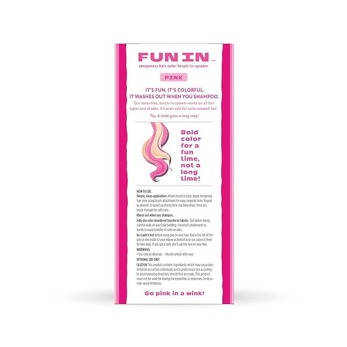Fun In by Sun In Temporary Hair Color with Easy Brush Applicator for Kids, Teens & Adults - Washable One day color for Festivals, Events & Parties - All Hair Types