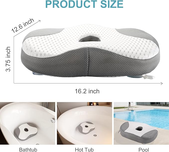 Idle Hippo Hot Tub Booster Seat, Weighted Hot Tub Pillow with Powerful Non-Slip Suction Cups, 4D Air Mesh Ergonomic, Booster Cushion, Quick Dry Spa Pillow for Indoor Outdoor Hot Tub