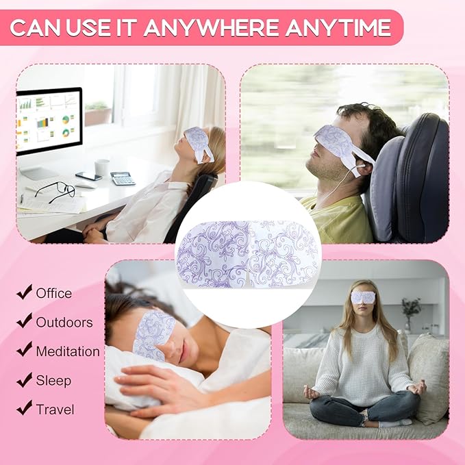 XPCARE 48 Pack Steam Eye Masks for Dry Eyes, Self Heated Steam Warm Eye Mask, Disposable Heated Eye Mask for Dark Circles, Puffy Eyes, Relief Stress Eye Fatigue（Rose）