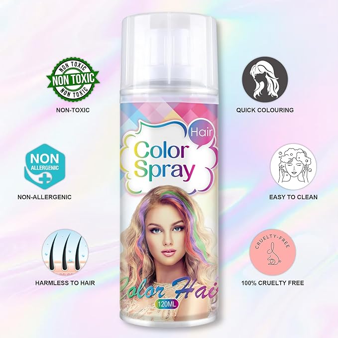 Temporary Hair Color Spray, Blue One-Time Use Hair Color Dye for Women and Kids, Disposable Natural Hair Strong Style Hair Dye-On 1-Day Washable for Cosplay Party DIY,Christmas Party, Halloween