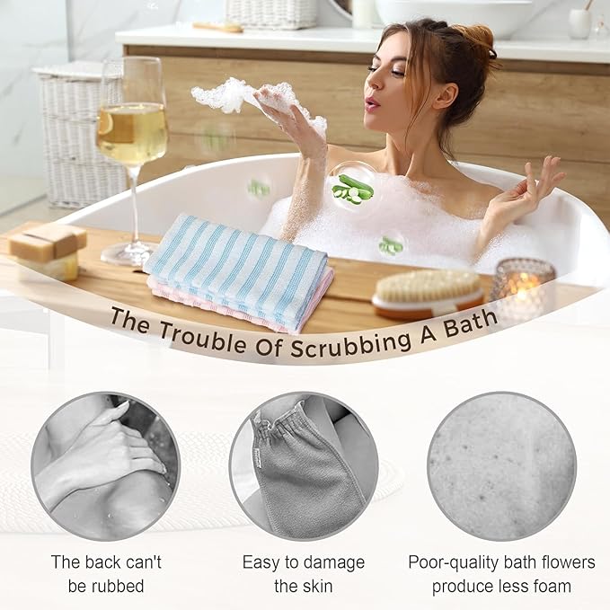 Exfoliating Shower Towel 47", Premium Scrub Bathroom Set for Smooth Skin, Advanced Exfoliating Microfiber Towel, Quick Drying Durable and Gentle for Sensitive Skin