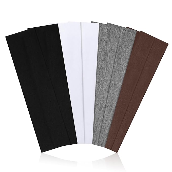 Headbands for Women, 8pcs Stretchy Non Slip Soft Cotton Cloth Hair Bands for Sports, Workout, Yoga and Running