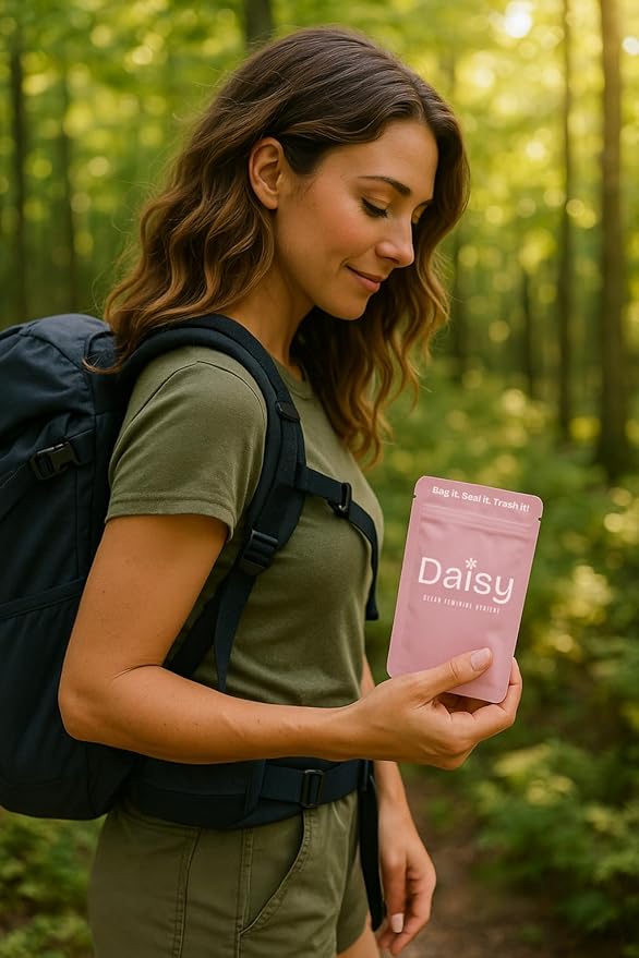 Discreet, Odor & Leak-Proof Tampon Disposal Bags | The Daisy Pouch (50 Count) | Sanitary Tampon Trash Disposal Bags for Work, School & Travel