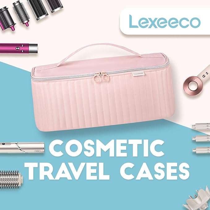 Travel Carrying Case for Hair Dryer Shark Flexstyle Dyson Airwrap Brush Hair Accessories Tools Storage Bag for Revlon Hairdryer Styler Organizer (Pink)