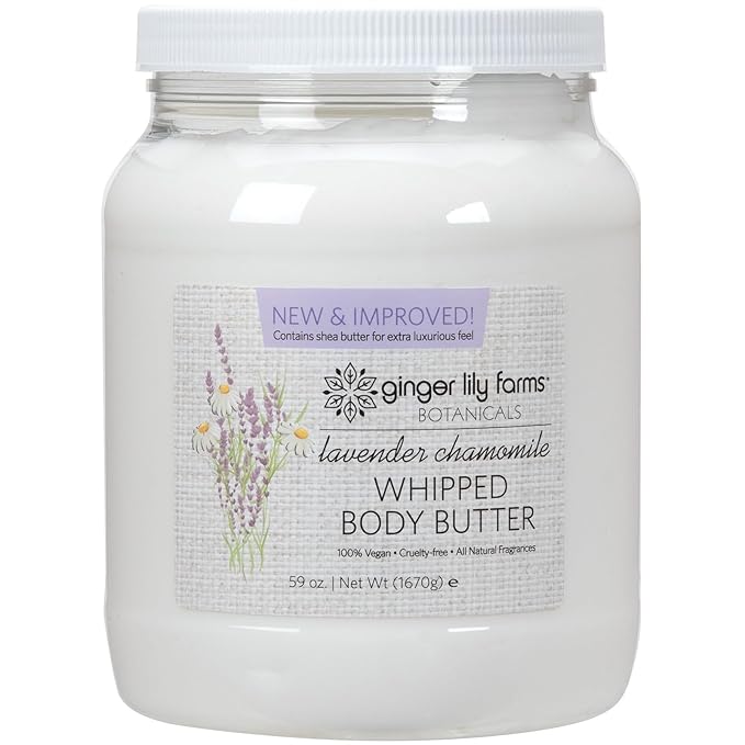 Ginger Lily Farms Botanicals Whipped Body Butter for Dry Skin, Ultra-Hydrating, 100% Vegan & Cruelty-Free, Lavender Chamomile, 59 Ounces