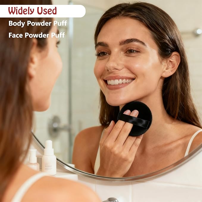 Body Powder Puff Extra Soft Large 3.95" Dusting Powder Puff for Women Bath and Face Makeup Setting Powder Applicator - Perfect for Talcum or Loose Powder, Big Beauty Sponge