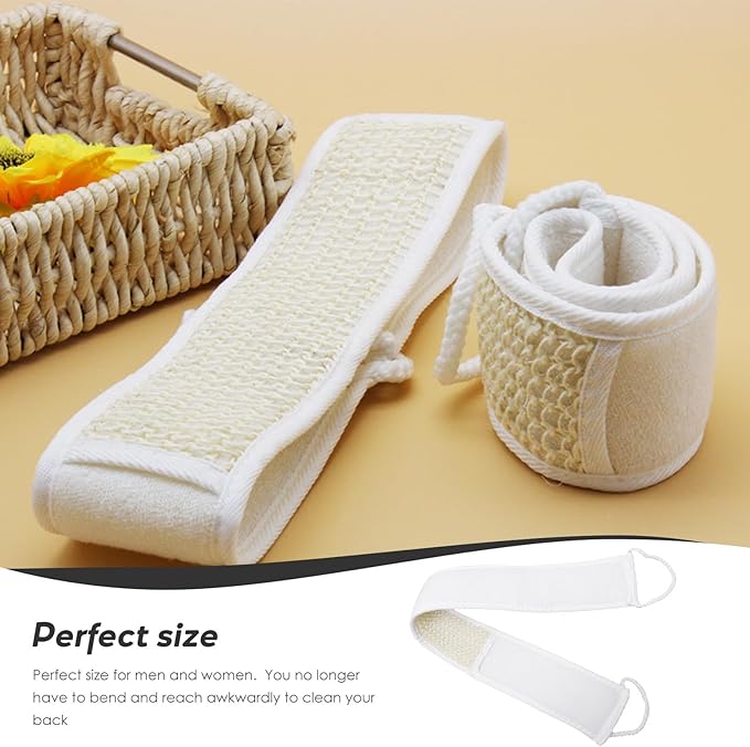 DECHOUS 2pcs Loofah Bath Brush Back Scrubber Strap Exfoliating Shower Brush Natural Fiber Body Washer for Men and Women Skin Care Random Color