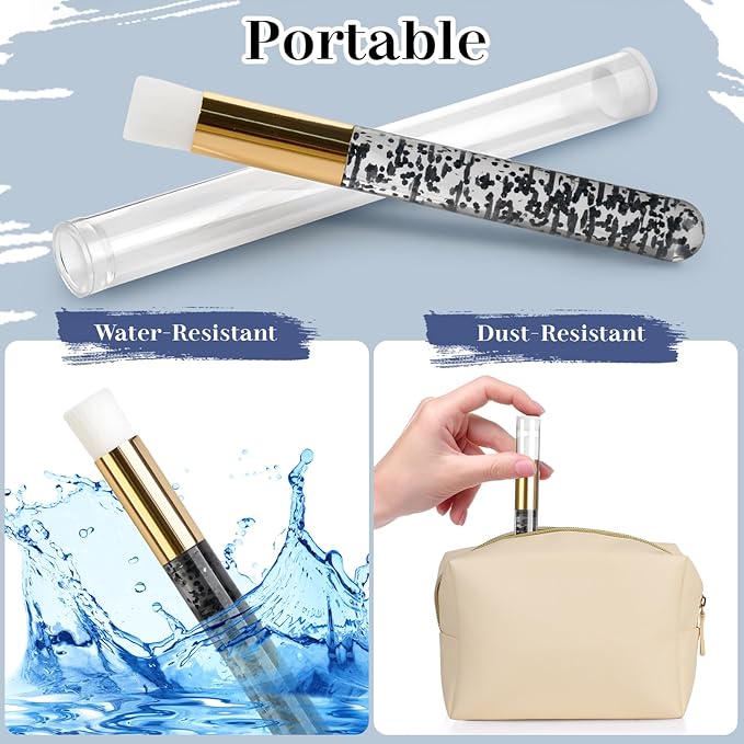 TUZAZO 40 Pieces Black Lash Shampoo Brushes Set - 20pcs Glitter Crystal Eyelash Extension Cleanser Brush with 20pcs Plastic Travel Tube - Nose Pore Deep Cleaning Brush for Facial Cleansing