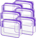 6 Pieces Clear Makeup Bags Bulk TSA Approved Toiletry Bag for Travel PVC Waterproof Clear Cosmetic Pouch with Zipper for Men and Women Carry-on Travel Essentials (Purple)