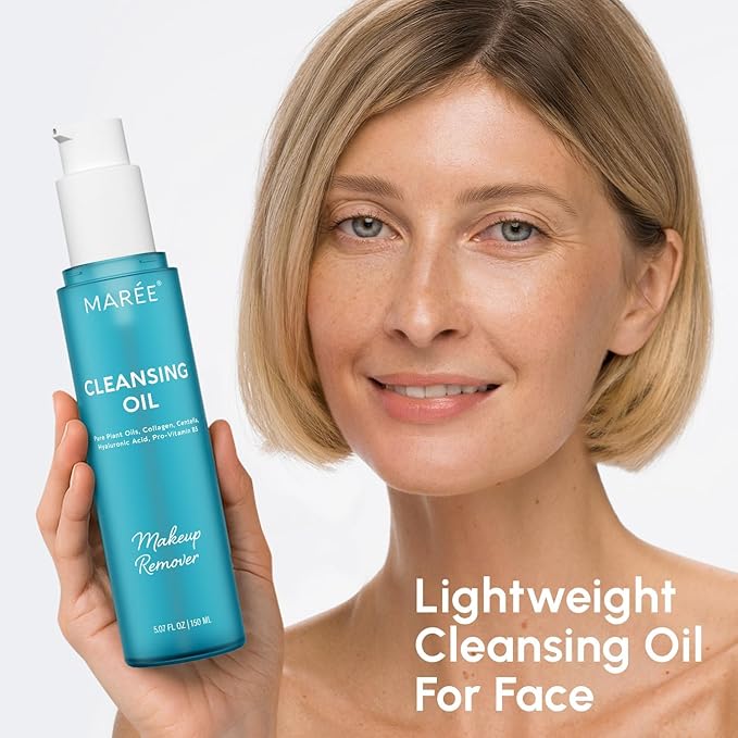 MAREE Deep Cleansing Oil for Face – Makeup Remover Oil Cleanser for Face Skincare – Centella Cleansing Oils Non-Comedogenic – Makeup Blackhead Remover – Pore Cleaner Facial Wash for Sensitive Skin