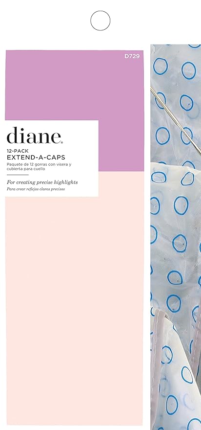 Diane Extend-A-Cap Salon Hair Caps with Metal Hook for Highlights Clear Extra Large D729, 12 Count (Pack of 1)