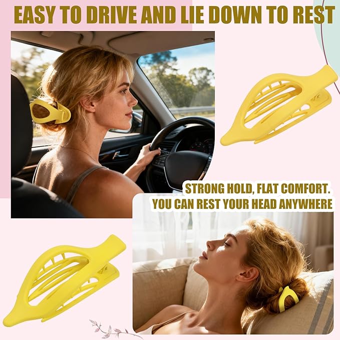 Flat Hair Clips for Women - 6 PCS French Flat Claw Clips Medium Hair Clips for Girls Large Hair Claw Clips for Thick or Thin Hair Strong Hold No Slip Hair Accessories for women (Yellow)