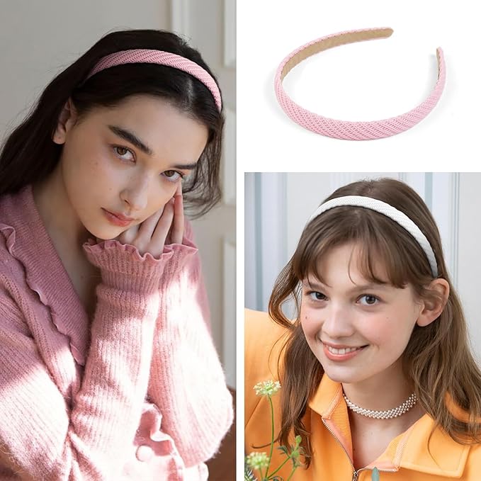 Headbands for Women Non Slip Thin Knitted Hairbands Trendy Headband for Women's Hair Cute Solid Colors Fashion Hair Accessories 4 PCS