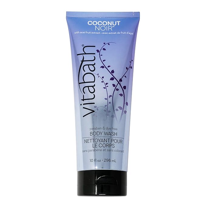 Vitabath Coconut Noir Body Wash Moisturizing Bath & Shower Cleanser & Skincare Radiant Detox & Restore Nourishing Body Polish - Cruelty-Free, Paraben-Free - 10 oz