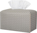 Tissue Box Cover PU Leather Tissue Holder Square Facial Tissue Case Facial Paper Organizer Dispenser for Bathroom, Vanity Countertop, Tabletop, Car, Rectangle, Evergreen