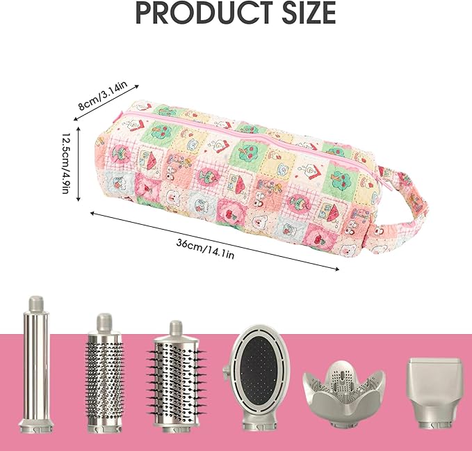 Quilted Hair Tools Travel Bag, Portable Dustproof Carrying Case with Handle for Curling Irons, Flat Irons, Hair Dryers and Styling Tools
