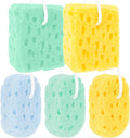5Pcs Bath Sponge - Sponge Loofah Body Scrubber Bath Sponges for Shower Soft Exfoliating Shower Pouf Body Sponges for Women, Men, Teenager Large Size Rich Lather 3 Colors