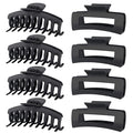 TOCESS 8 Pack Black Big Hair Claw Clips for Women Large Claw Clip for Thin Thick Curly Hair 90's Strong Hold 4.33 Inch Nonslip Matte Jumbo Hair Clips