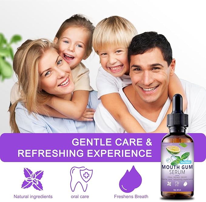 Gum Restore Drops 60ml, Advanced Natural Restore Formula for Receding Gums & Stain Removal for Adults, Fresh Breath Instantly and Gums Regrowth