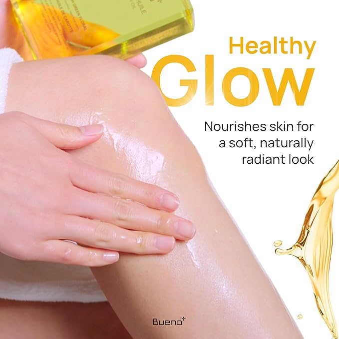 Bueno+ PARIS QUEEN HUILE CARROT BODY OIL | Hydrates & Protects Skin with Carrot Extract, Beta-Carotene | Protective Nutrition Supply Moisturizing Elasticity Dry Moisture | 6.7 Fl Oz