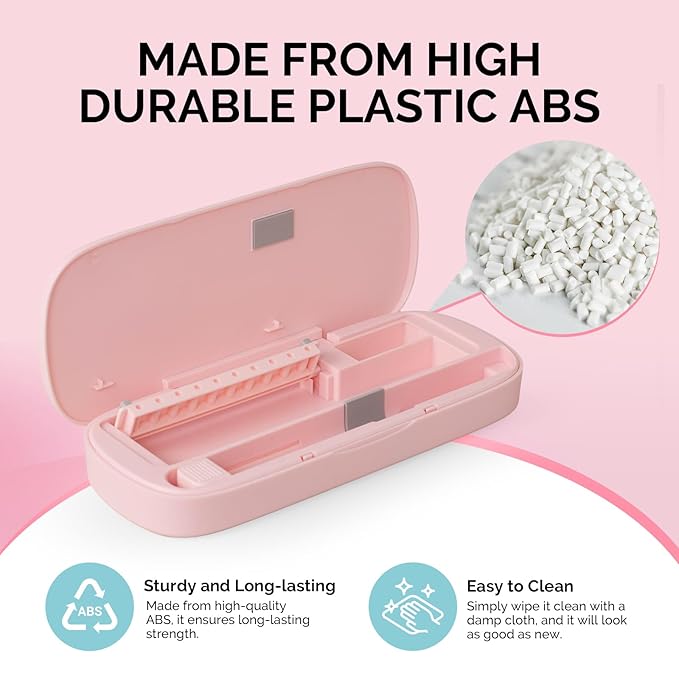 MelodySusie Acrylic Nail Tool Storage Box, Portable Dustproof Stand Displayer Holder Organizer Container Manicure Efile Accessories Nail Drill Kit Case, Travel Salon Home, Pink(Only Box)