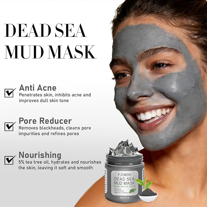 4 Pcs Clay Mask for Face(360g in total), Turmeric Vitamin C, Dead Sea Mud, Green Tea Avocado, Rose, Face Mask Skincare for Pore Cleansing, Facial Clay Mask Set Gifts for Women, 3.17 Oz Each