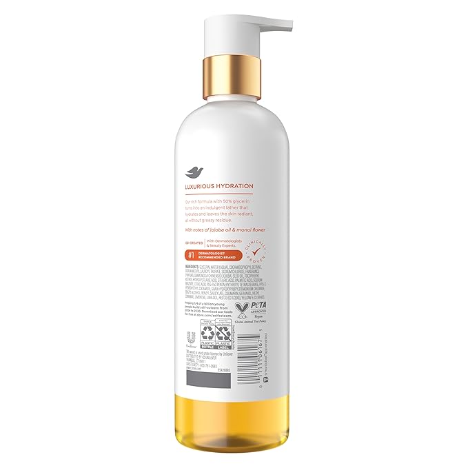 Dove Serum+ Shower Oil Body Wash with Jojoba & Monoi Flower Oils, Radiance Hydrating Cleanser, 15.3 fl oz