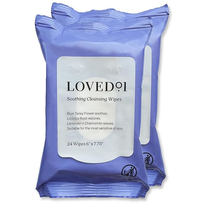 Loved01 Face & Body Cleansing Wipes, John Legend Skincare, Oil Free, No Rinse, Green Tea Extract, Blemish Prone Skin, Lavender Scent, On the Go, Vegan & Cruelty-Free, 2-Pack, 48 Wipes