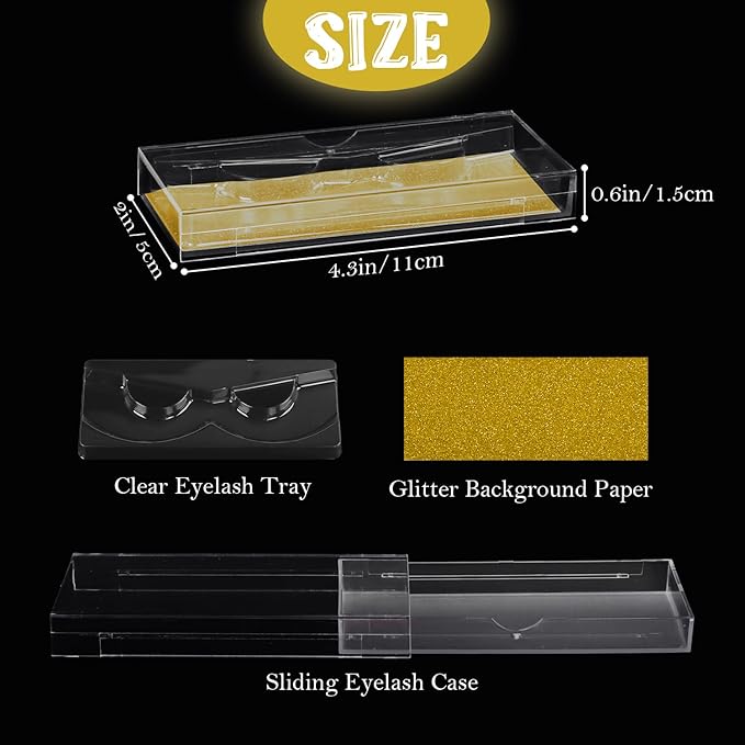 Empty Lash Boxes, 30 Pack Customizable False Eyelash Packaging Cases Bulk Storage Containers, Premium Display and Protection (Gold)