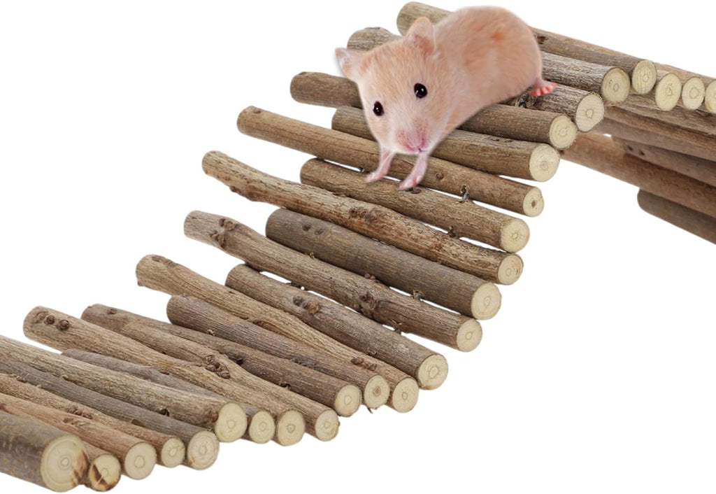 Hamster Toys, Flexible Hamster Wooden Bridge, 11.8In Hamster Fence, Hamster Cage Decor and Platforms, Hamster Cage Accessories(11.8In)
