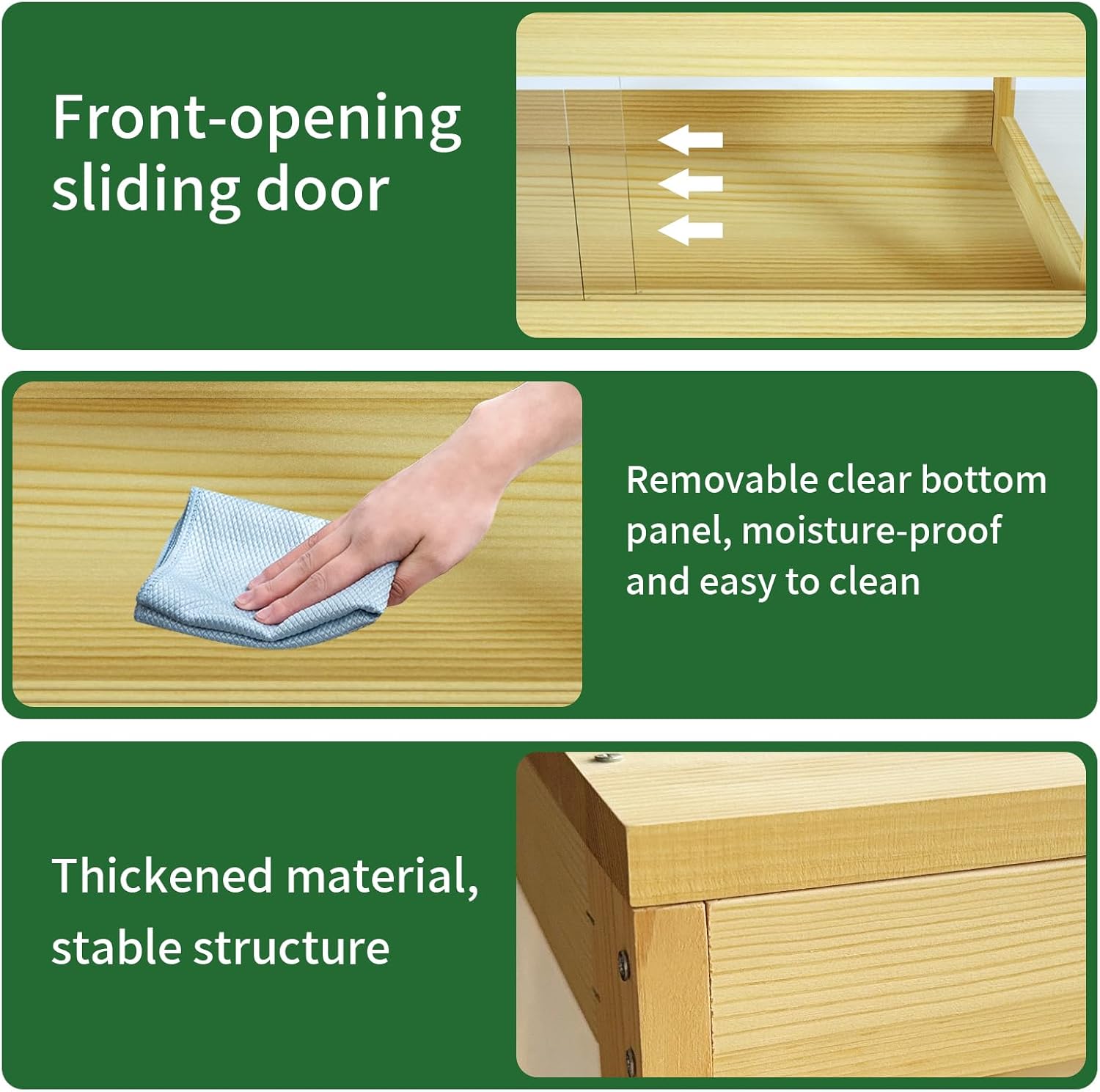 32 Gallon Reptile Tank, Solid Wood Bearded Dragon Tank, Front Opening Snake Enclosure, Lockable Sliding Doors, Small Reptile Terrarium for Lizard, Leopard Gecko, 36" x 18" x 12"