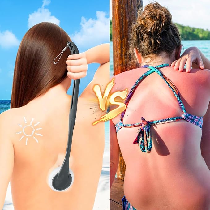 Lotion Applicator for Back, 20.5'' Replaceable Back Lotion Applicator, Easy Washable, Suitable for Use by Elderly, Men and Women（Grey）