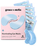grace & stella Award Winning Under Eye Mask Reduce Dark Circles, Puffy Eyes, Undereye Bags, Wrinkles, Gel Under Eye Patches, Small Gifts for Women, Gifts Under 10 Dollars, Vegan (6 Pairs, Blue)
