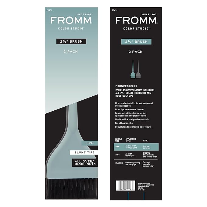 Fromm Color Studio 2-1/4" Firm Wide Color Brush 2-Pack for Hair Stylist with Blunt Tips for All Over Color, Highlights, and Root Touch Ups for Thick, Curly, and Coarse Hair