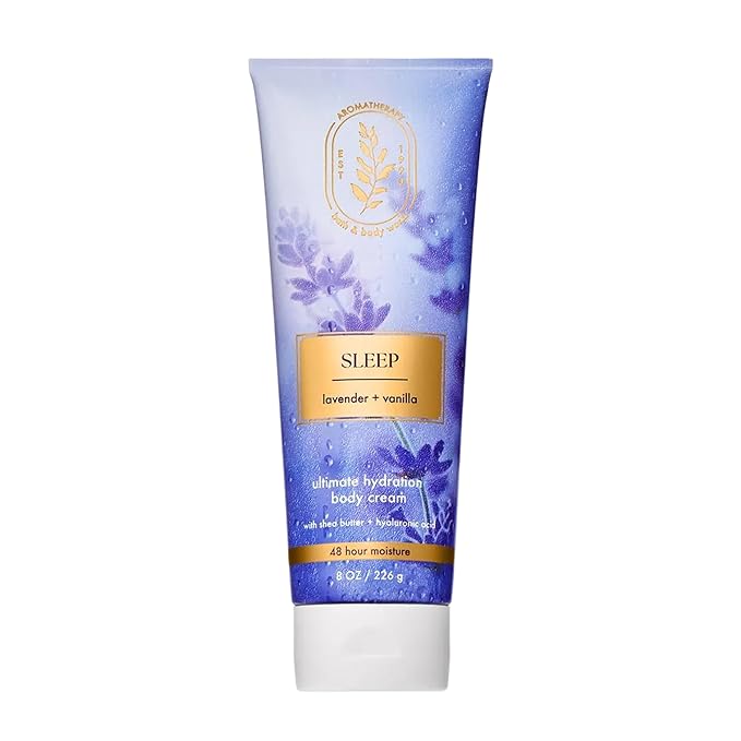 Bath & Body Works Lavender Vanilla Aromatherapy Body Cream, Ultimate Hydration Moisturizer with Shea Butter & Hyaluronic Acid for Dry Skin, 8 fl oz - 1 Pack