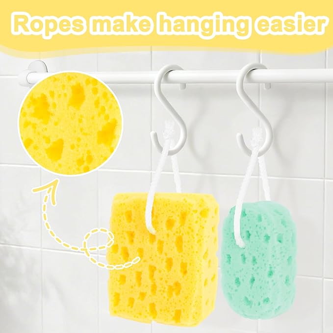 5Pcs Bath Sponge - Sponge Loofah Body Scrubber Bath Sponges for Shower Soft Exfoliating Shower Pouf Body Sponges for Women, Men, Teenager Large Size Rich Lather 3 Colors